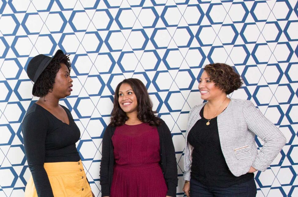 three women talking